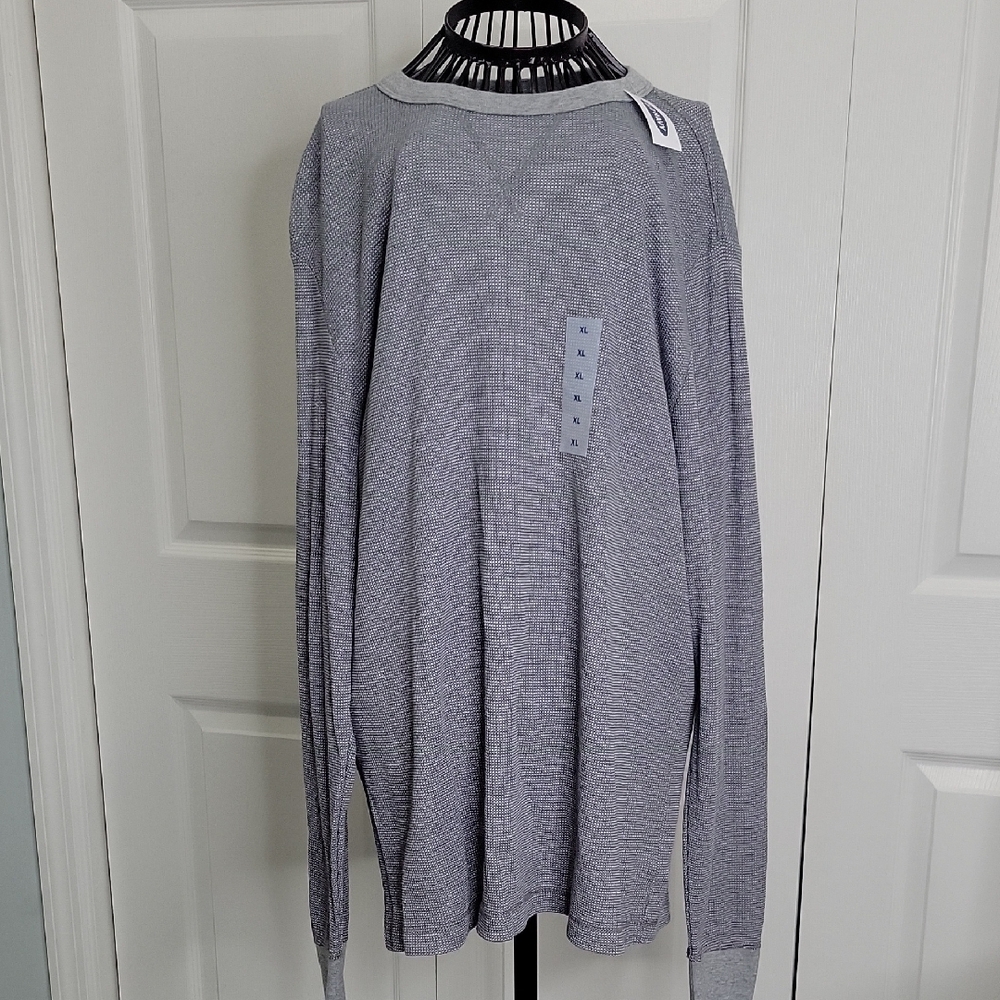 Old Navy Soft-Washed Gray Waffle Weave Crew Neck Pullover Size XL NWT
